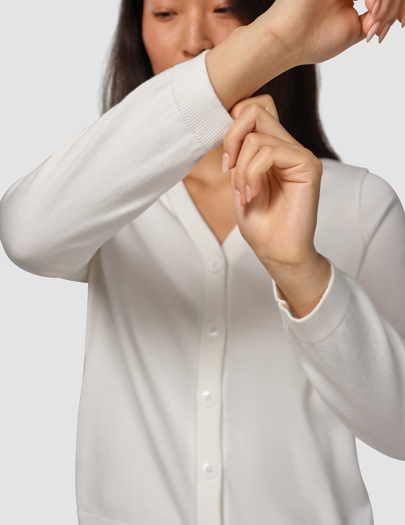 Fine Knit Cardigan Off White